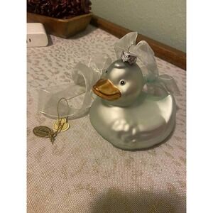 Katharines Collection Glass Duck‎ Ornament Gold Beak White Ribbon Christmas Orn.